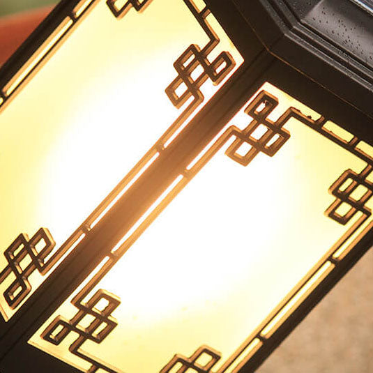 Solar Chinesisches Fenster Quadrat Post Head 1-Licht Wasserdichte Garten Landschaft Licht 