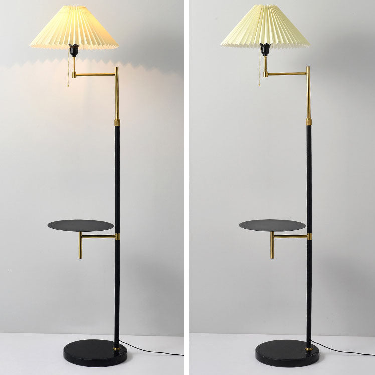 Nordic Light Luxus-Plissee-Stoff-Marmor-Stehlampe mit 1 Licht