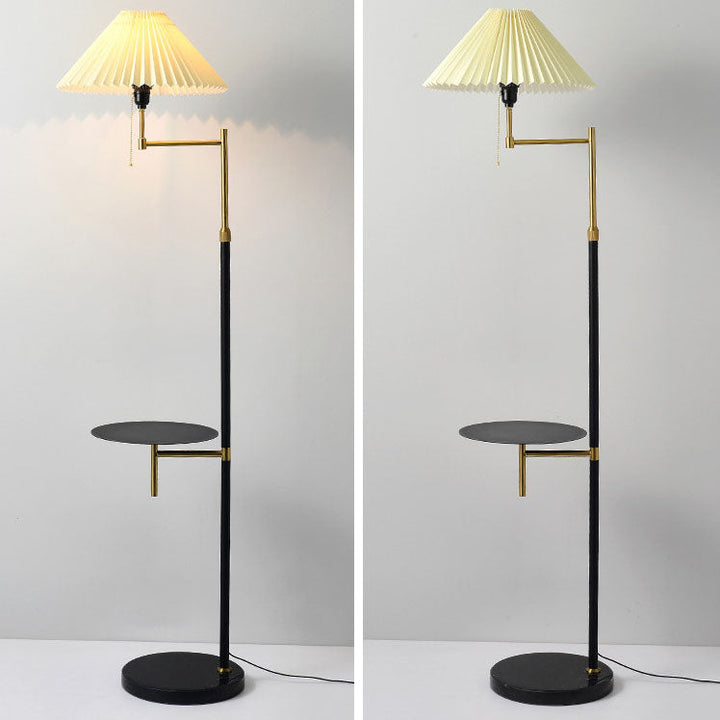 Nordic Light Luxus-Plissee-Stoff-Marmor-Stehlampe mit 1 Licht