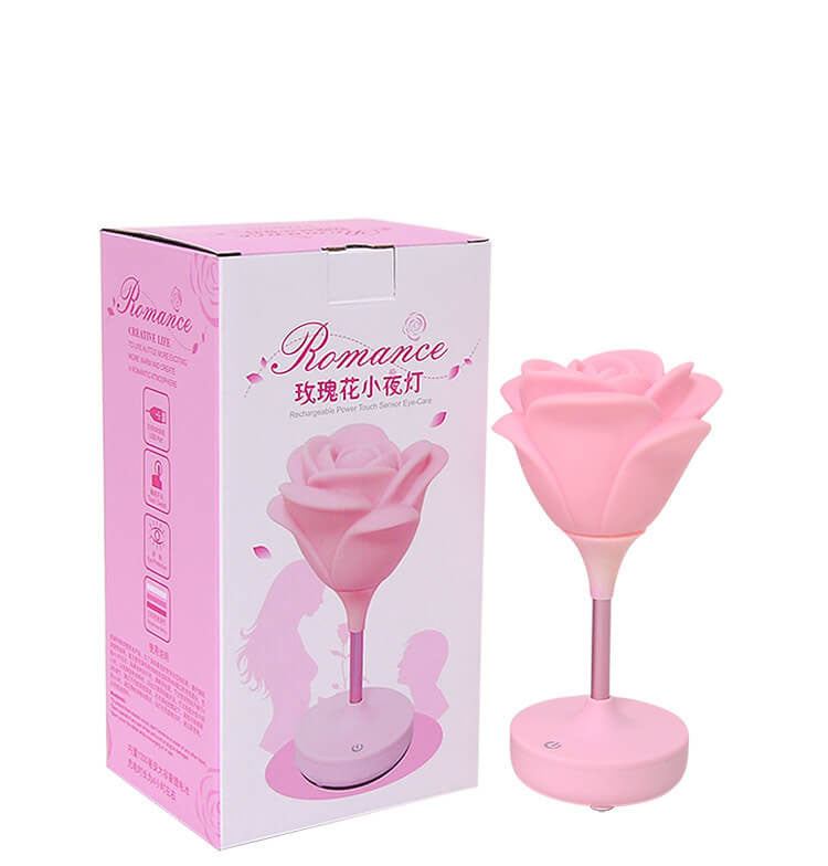 Lampe de table à lumière LED tactile rechargeable USB rose romantique et créative 