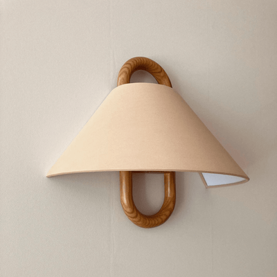 Applique murale moderne originale en bois massif plissé en demi-cercle à 1 lumière 