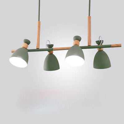 Nordic Macaron Log Bell Shade Island Light 4-Light Chandelier