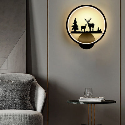 European-style Creative Moose Round Silicone Acrylic LED Wall Sconce Lamp