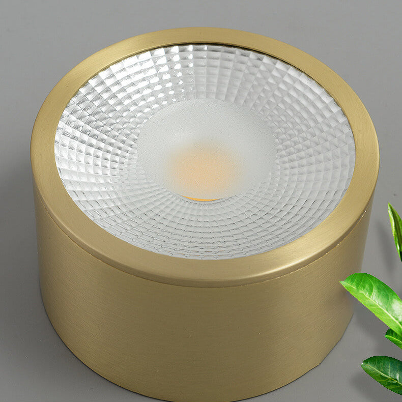 Modern Cylindrical Brass LED Spotlight Flush Mount Ceiling Light