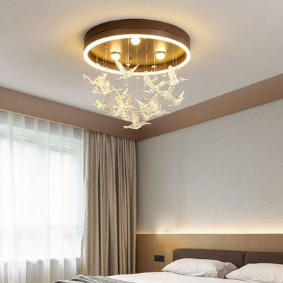 Modern Creative Cartoon Round Bird / Skirt Hanging LED Flush Mount Ceiling Light