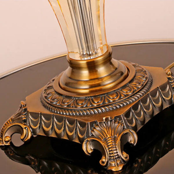 Lampe de table moderne avec abat-jour en tissu de luxe, base en cristal, 3/4 lumières 