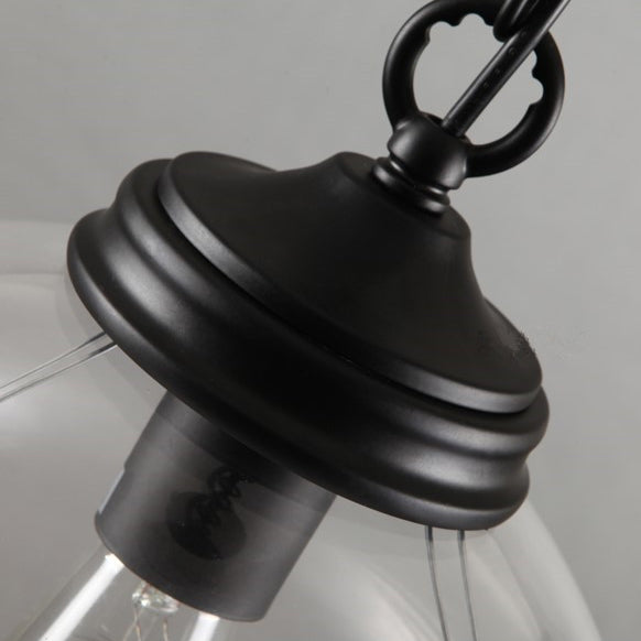 Contemporary Industria Clear Glass Iron Orb 1-Light Pendant Light For Living Room