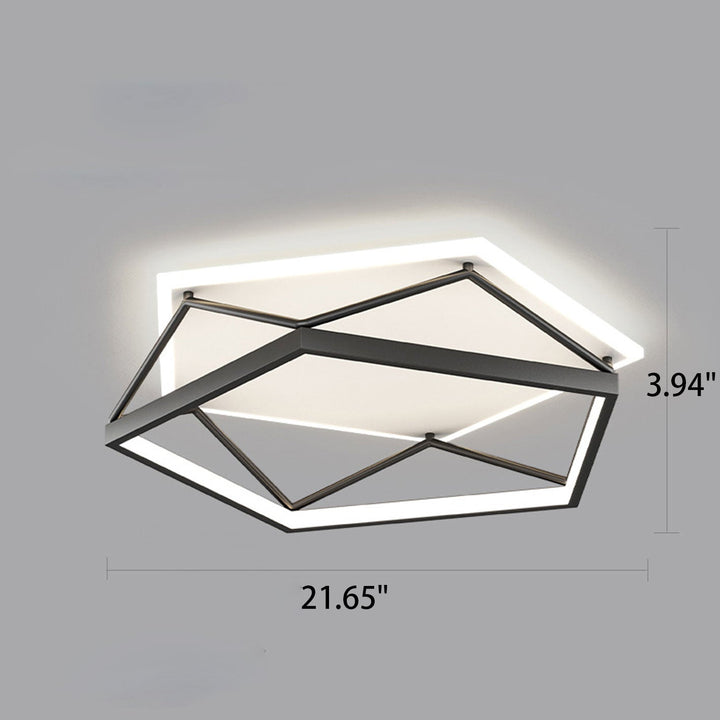 Luz de techo LED montada al ras con diseño geométrico cuadrado minimalista moderno de hierro y acrílico 