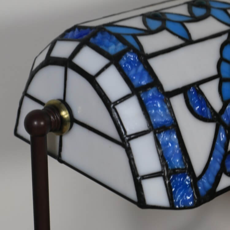 Tiffany Floral Butterfly Stained Glass 1-Light Bank Zipper Table Lamp