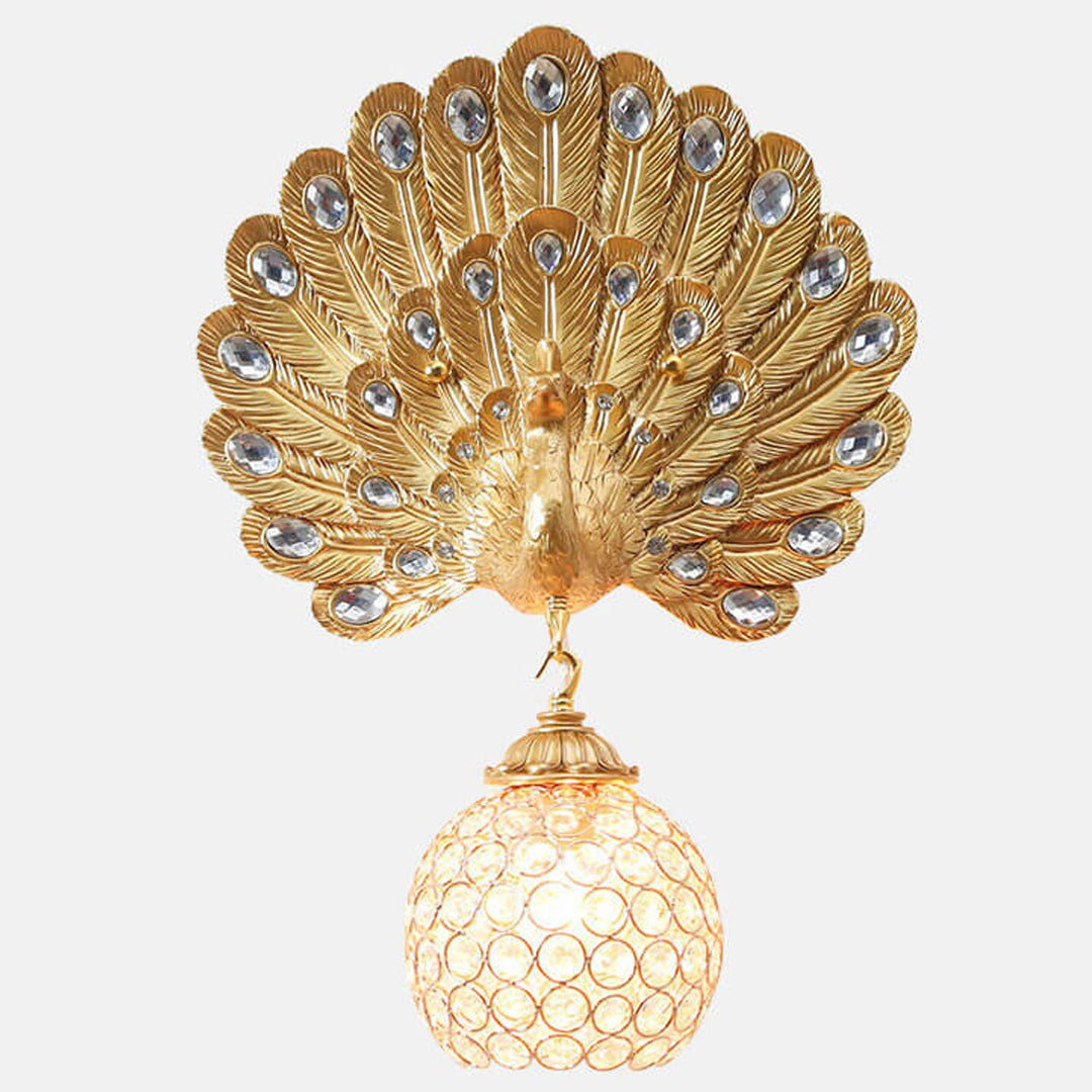 Europäische Vintage Kristall Pfau Form 1-Licht Wandleuchte 