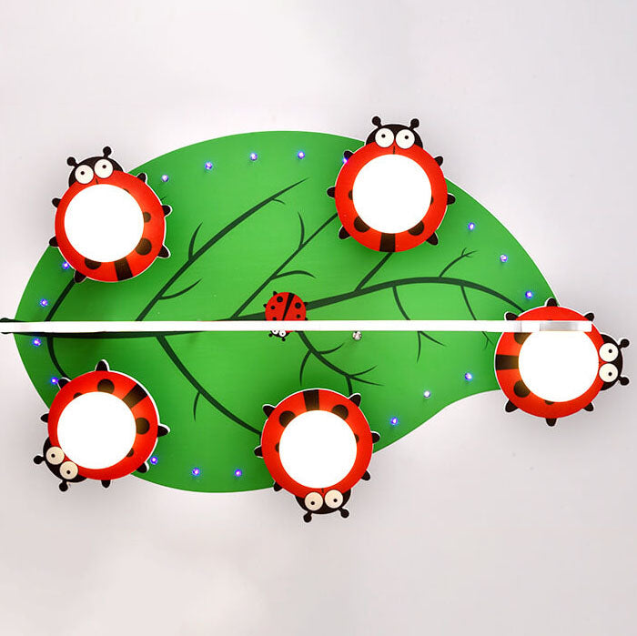 Zeitgenössische kreative Kinder Affenblatt Acryl 5-Licht Deckenleuchte für Schlafzimmer 