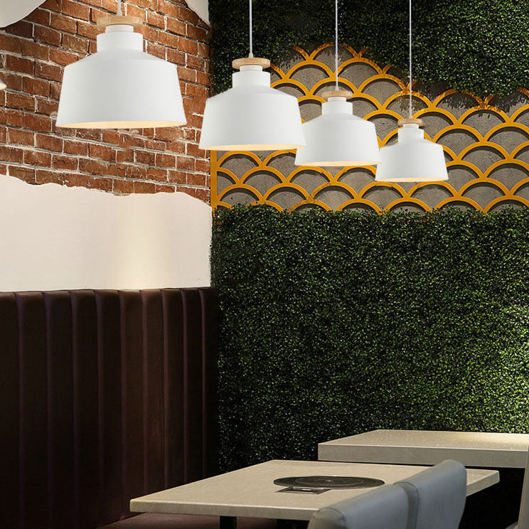 Lámpara Colgante de 1 Luz con Cúpula de Cono de Madera y Aluminio Simple Nórdico 