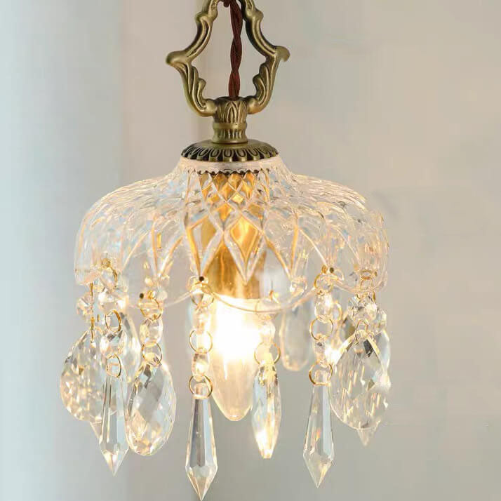 European Light Luxury Brass Crystal Glass 1-Light Wall Sconce Lamp