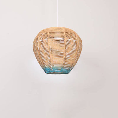 Modern Chinese Hemp Rope Round Geometry 1-Light Pendant Light