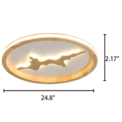Nordische runde Massivholz-Zen-LED-Unterputz-Deckenleuchte 