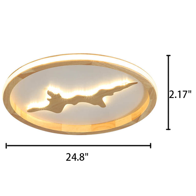Nordische runde Massivholz-Zen-LED-Unterputz-Deckenleuchte 
