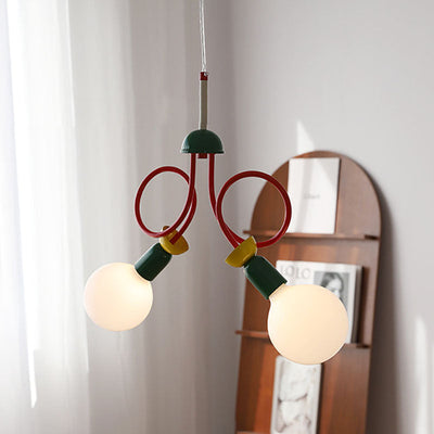 Contemporary Scandinavian Orb Fruit Iron Glass 2/3/5 Light Chandelier For Bedroom