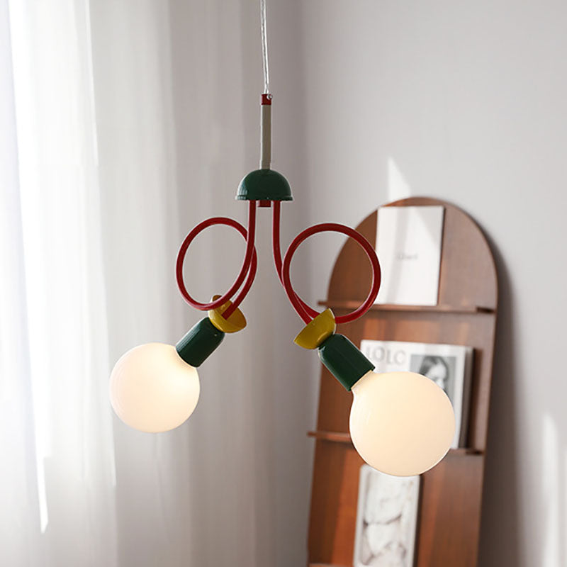 Contemporary Scandinavian Orb Fruit Iron Glass 2/3/5 Light Chandelier For Bedroom