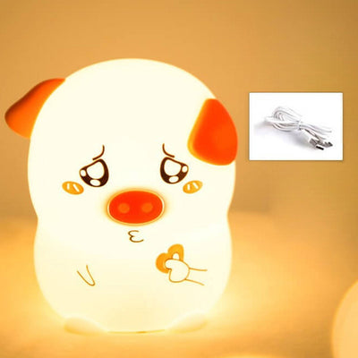 Creative Cartoon Funny Piggy Pat Silicone LED Night Light Table Lamp