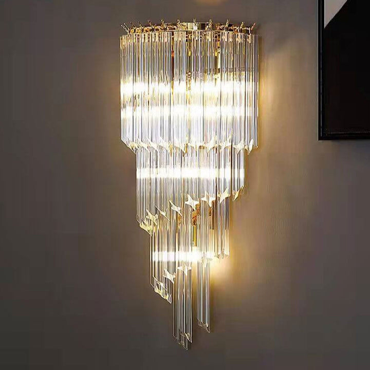 Applique Murale Moderne de Luxe en Cristal à Quatre Couches avec 4 Lumières 