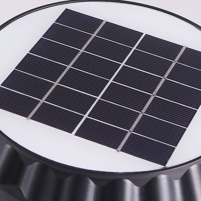 Moderne schwarze Solar-Säule aus Aluminiumguss mit Glas für den Außenbereich, wasserdicht 
