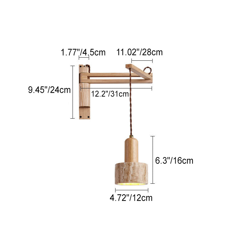 Japanische moderne Holz klappbare 1-Licht Wandleuchte 