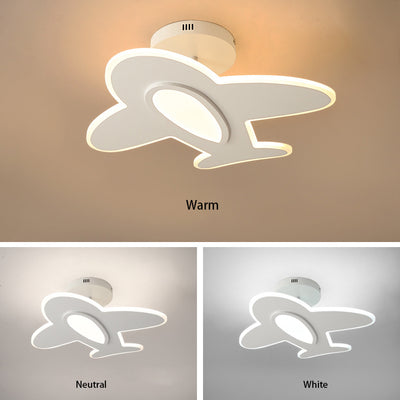 Modern Minimalist Cartoon Airplane LED Semi-Flush Mount Light