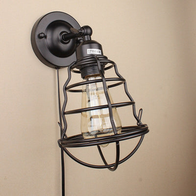 Industrial Vintage Iron Cage 1-Light Wall Sconce Lamp
