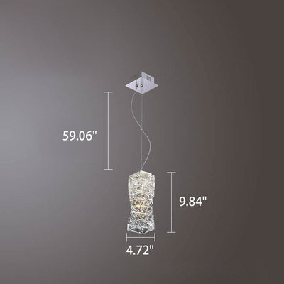 Modern Luxury Crystal Column Stainless Steel LED Pendant Light