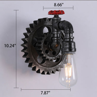 Industrielle kreative zahnradförmige schmiedeeiserne 1/2-Licht-Wandleuchte 