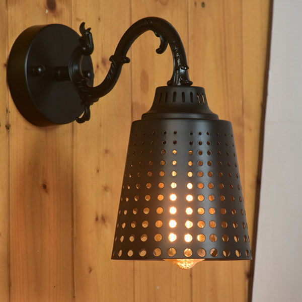 Industrial Vintage Iron Bell Tree Branch Arm 1-Light Wall Sconce