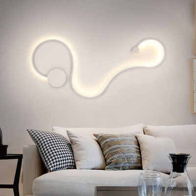 Modern Long Aluminum Snake Shaped 1-Light Curved LED Wall Sconce Lamp