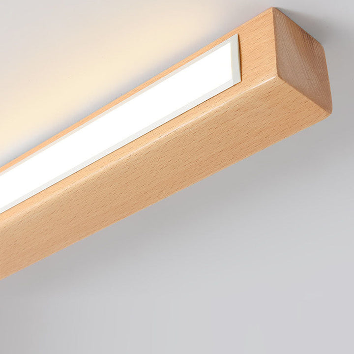 Moderne minimalistische Holz-Acryl-Langstreifen-LED-Deckenleuchte für das Wohnzimmer 