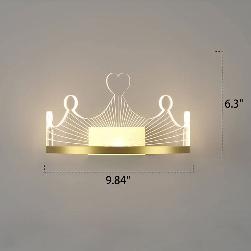 Nordic Light Luxury Crown Gold Iron Acrylic LED Wall Sconce Lamp