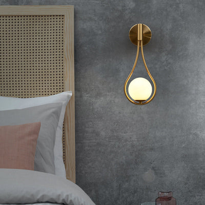 Modern Luxury Teardrop Round Ball Iron Glass 1-Light Wall Sconce Lamp