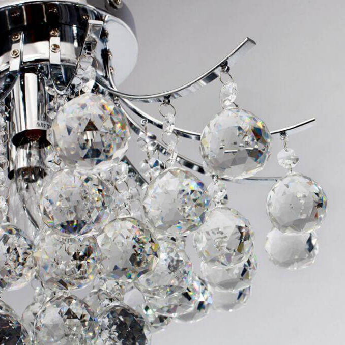 French Vintage Crystal Ball String 1-Light Semi-Flush Mount Ceiling Light