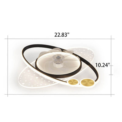 Modern Creative Planet Star Effect LED Flush Mount Ceiling Fan Light