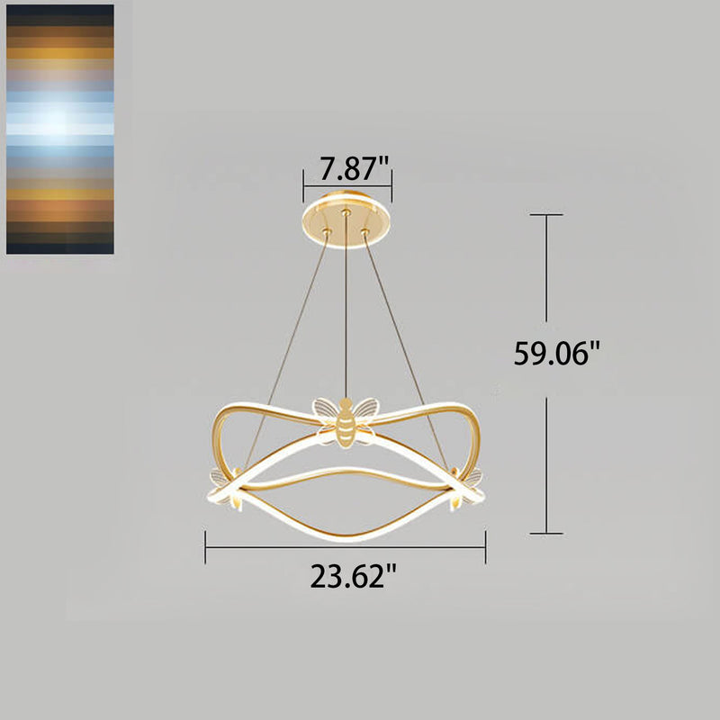 Modern Minimalist Wave Iron 3/4-Light LED Island Light Chandelier