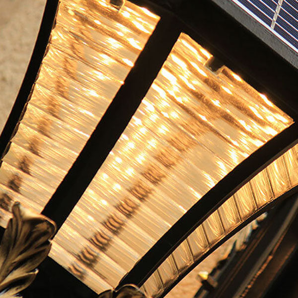 European Solar Hexagonal Lantern Outdoor Waterproof Patio LED Wall Sconce Lamp