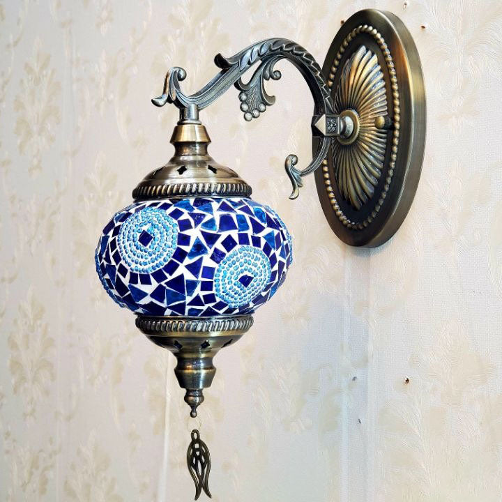 European Vintage Exotic Cracked Glass 1-Light Wall Sconce Lamp