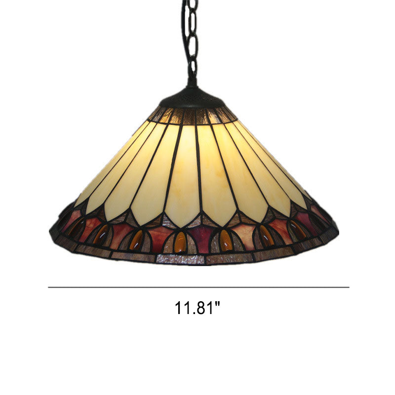 European Vintage Tiffany Glass Hardware 1-Light Pendant Light