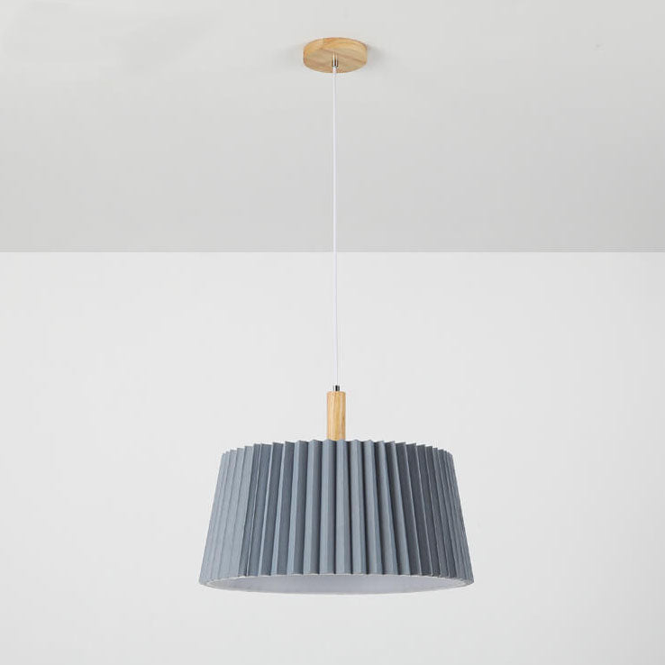Nordischer minimalistischer einfarbiger Massivholz-Stoff 1-Licht Pendelleuchte 