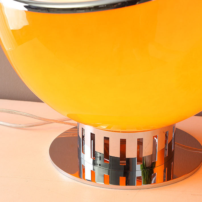 Lampe de table à 1 lumière en verre et fer à tête ronde moderne et colorée 