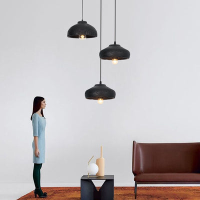 Nordic Vintage Black Dome Resin 1-Light Pendant Light