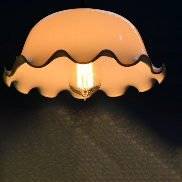 Traditionelle Vintage-Pendelleuchte mit smaragdgrünem Glaskuppelschirm mit gerolltem Rand, 1-flammig, für das Wohnzimmer 