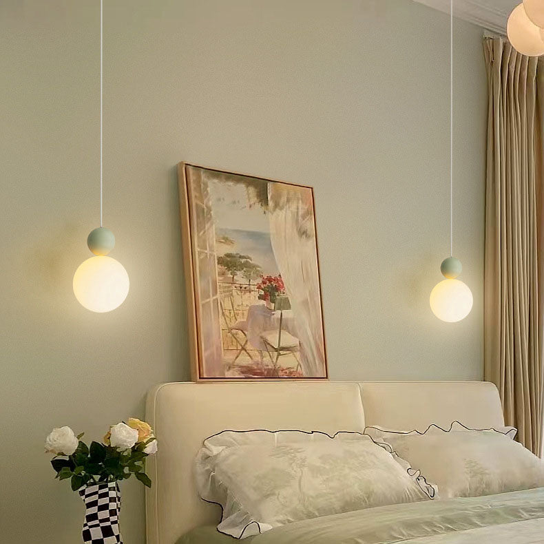 Zeitgenössische nordische PE-Globus-Ball-Eisen-1-Licht-Pendelleuchte für das Schlafzimmer 