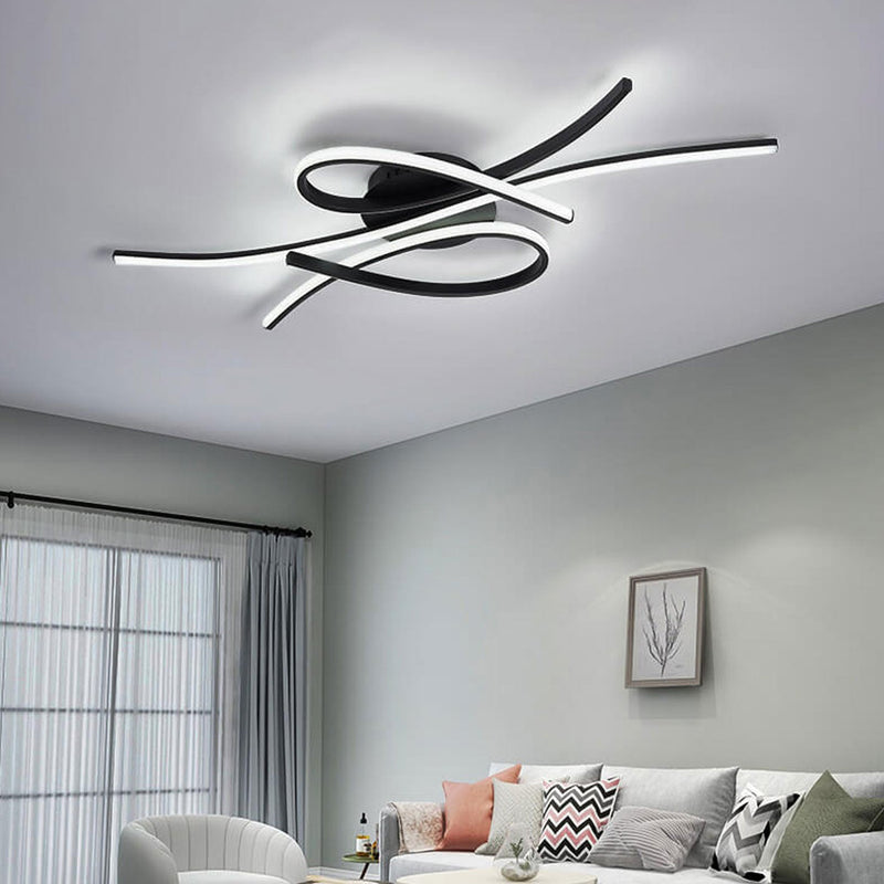 Modern Creative Bending Curves Line Design LED Flush Mount Ceiling Light