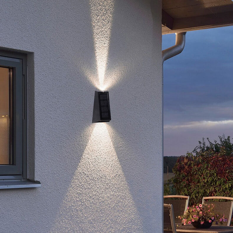 Solar Simple Trapezoid Outdoor RGB Patio LED Wall Sconce Lamp