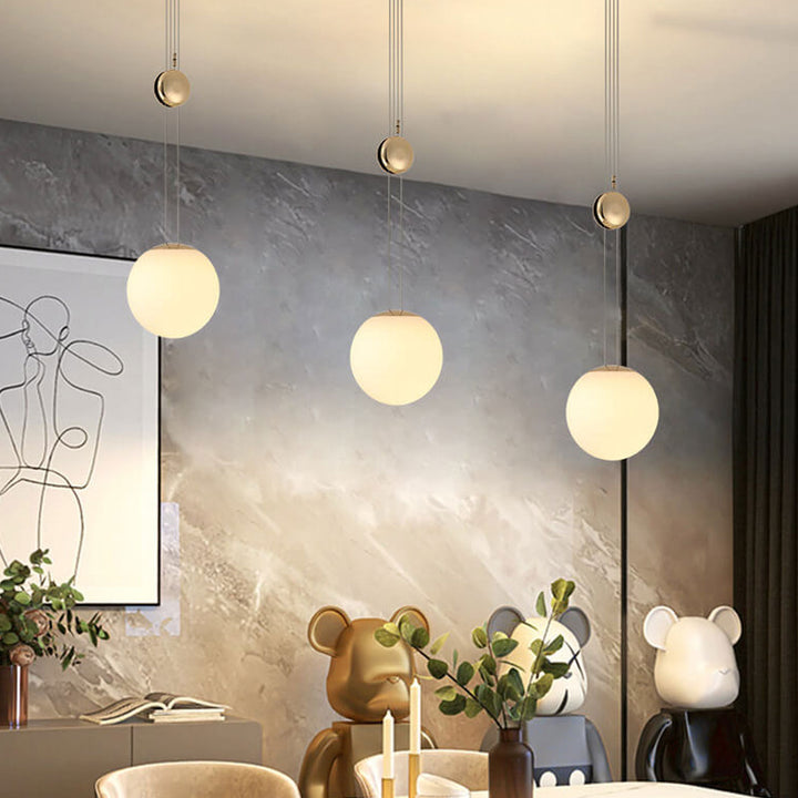 Nordic Light Luxury Hardware Glas Runde flache LED-Pendelleuchte