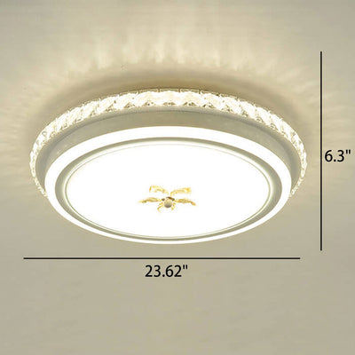 European Crystal Round Flower Design LED Flush Mount Ceiling Light